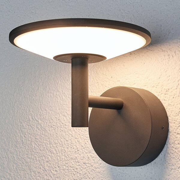 Lucande LED zunanje stensko svetilo Fenia, antracit, aluminij, IP65, Črna, Aluminij, Sodobni