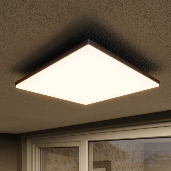 Lucande Kvadratna stropna svetilka LED Henni za zunanje prostore, Siva, Aluminij, Sodobni