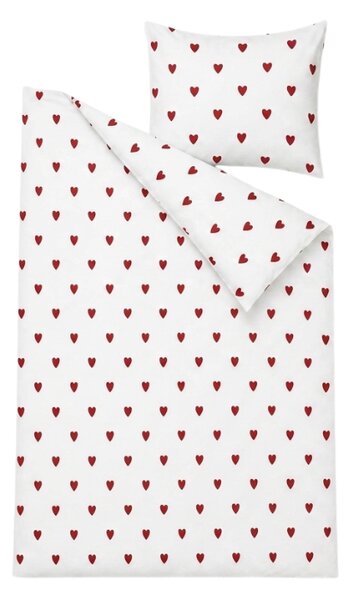 Bombažna posteljnina HEARTIS RDEČE belа Dimenzije posteljnine: 70 x 80 cm | 140 x 200 cm