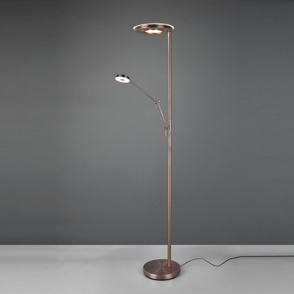Trio Lighting LED-stropna svetilka Barrie z bralno lučjo v starinskem medenem odtenku, zatemnjen, Bronasta / starinska medenina, Dnevna soba / jedilnica, Kovina, Sodobni, Svetilka za branje