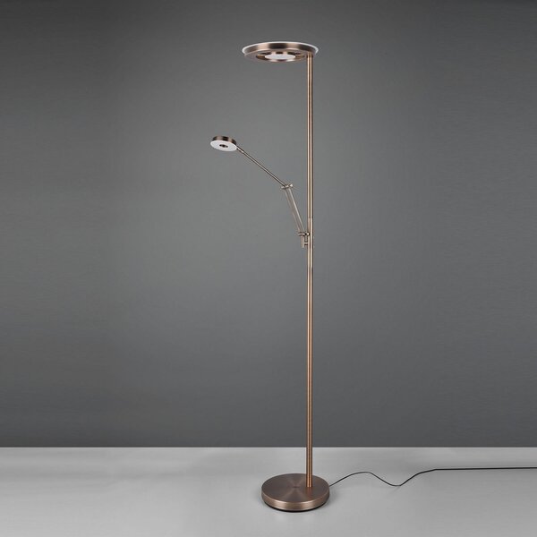 Trio Lighting LED-stropna svetilka Barrie z bralno lučjo v starinskem medenem odtenku, zatemnjen, Bronasta / starinska medenina, Dnevna soba / jedilnica, Kovina, Sodobni, Svetilka za branje