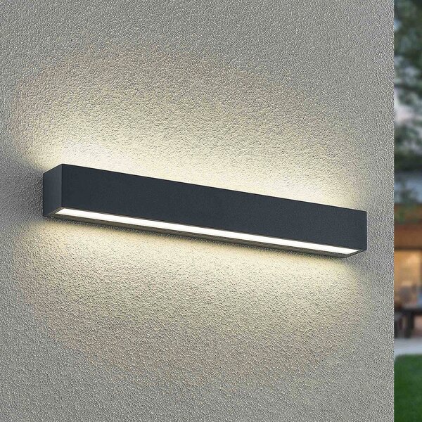 Arcchio LED stenska svetilka Lengo, 50 cm, 2-krilna, antracitna, CCT, Črna, Aluminij, Sodobni