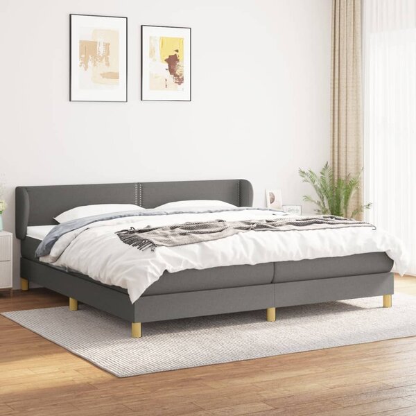 VidaXL Box spring postelja z vzmetnico temno siva 200x200 cm blago