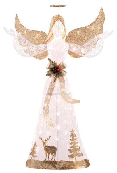 150 cm osvetljena božična figura angel s 100 toplo belimi LED lučkami, božična dekoracija
