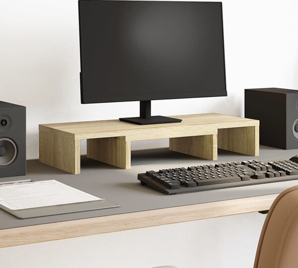 VidaXL Stojalo za monitor nastavljivo sonoma hrast 60x24x10,5 cm les