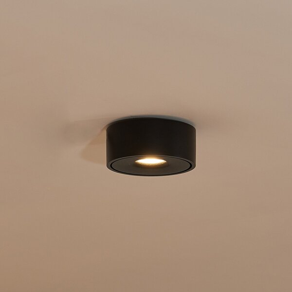 Arcchio LED-stropna svetilka Rotari, črna, kovinska, Ø 12 cm, zatemnjen, Črna, Dnevna soba / jedilnica, Kovina, Sodobni
