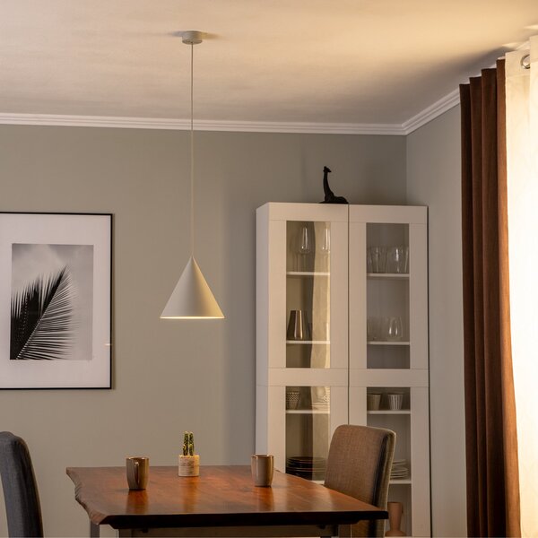 TK Lighting Cono obesek, enojna luč, Ø 25 cm, bež, zatemnjen, Bež, Dnevna soba / jedilnica, Kovina, Sodobni