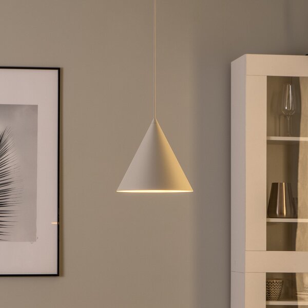 TK Lighting Cono obesek, enojna luč, Ø 25 cm, bež, zatemnjen, Bež, Dnevna soba / jedilnica, Kovina, Sodobni