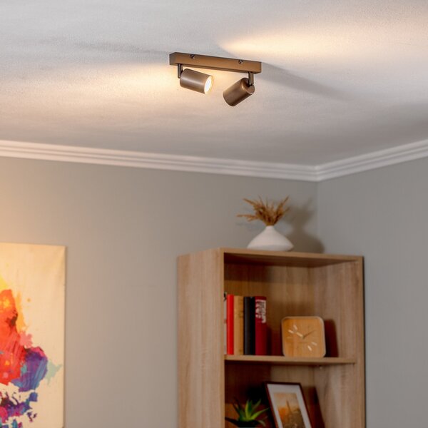 TK Lighting Stropna točka Vrh, nastavljiva, rjava, dvosvetlobna linearna, zatemnjen, Rjava / rjasta, Dnevna soba / jedilnica, Kovina, Sodobni, Strop z več plameni