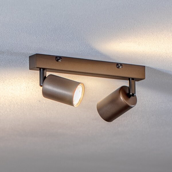 TK Lighting Stropna točka Vrh, nastavljiva, rjava, dvosvetlobna linearna, zatemnjen, Rjava / rjasta, Dnevna soba / jedilnica, Kovina, Sodobni, Strop z več plameni