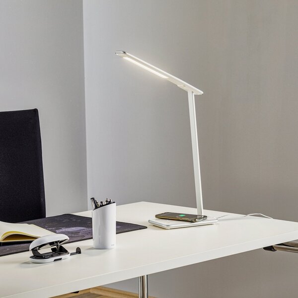 Aluminor Namizna svetilka Orbit LED z indukcijo srebrne barve, zatemnjen, Kovinska, Študija / pisarna, Kovina, Sodobni