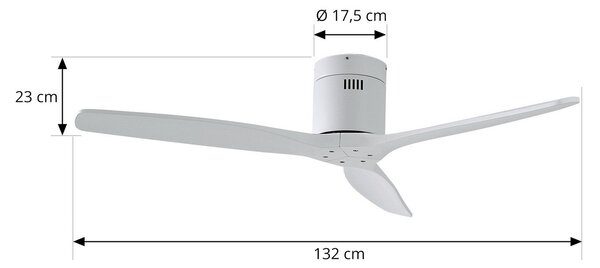 Lucande stropni ventilator Vindur, bel, DC, tih, Bela, Dnevna soba / jedilnica, Kovina, Sodobni