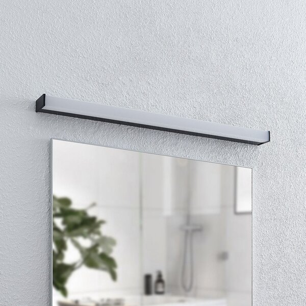 Lindby LED stensko kopalniško svetilo Ulisan, 89 cm, črno, kotno, Črna, Kopalnica, Kovina, Sodobni