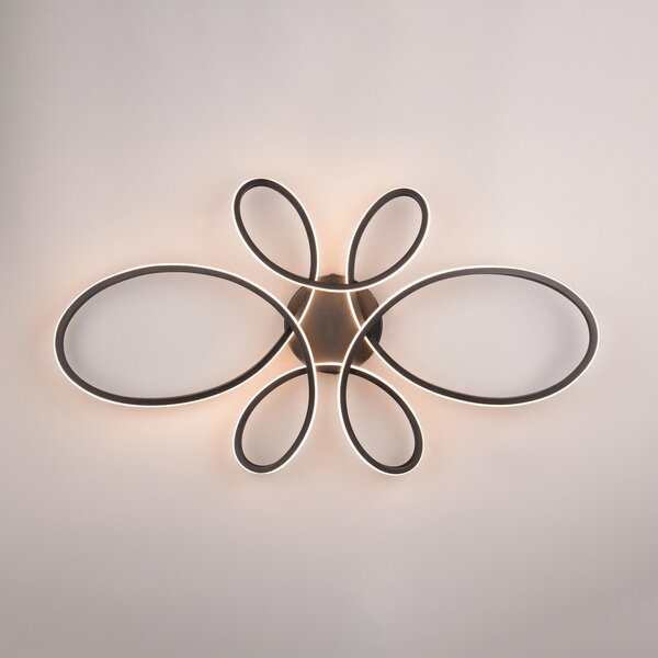 Trio Lighting Stropna svetilka Fly LED, mat črna, 3.000 K, 83 cm x 45 cm, zatemnjen, Črna, Dnevna soba / jedilnica, Kovina, Sodobni