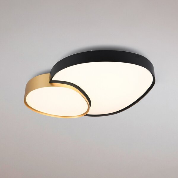 Trio Lighting Stropna svetilka LED Rise, črno-zlata, 77 x 63 cm, CCT, možnost zatemnitve, zatemnjen, Črna, Dnevna soba / jedilnica, Kovina, Sodobni