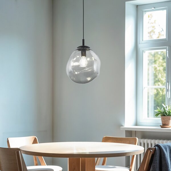 TK Lighting Sol Mini obesek, steklo, Ø 25 cm, črna/grafitno siva, zatemnjen, Prozorna, Dnevna soba / jedilnica, Steklo, Sodobni