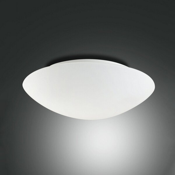 Fabas Luce Stropna svetilka Pandora, Ø 46 cm, steklo, bela, zatemnjen, Bela, Dnevna soba / jedilnica, Steklo
