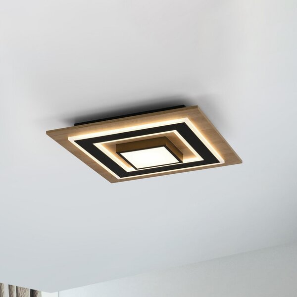 JUST LIGHT. GmbH LED stropna svetilka Tola, kotna, 2-svetlobna, les, 3000 K, Les, Dnevna soba / jedilnica, Les, Sodobni