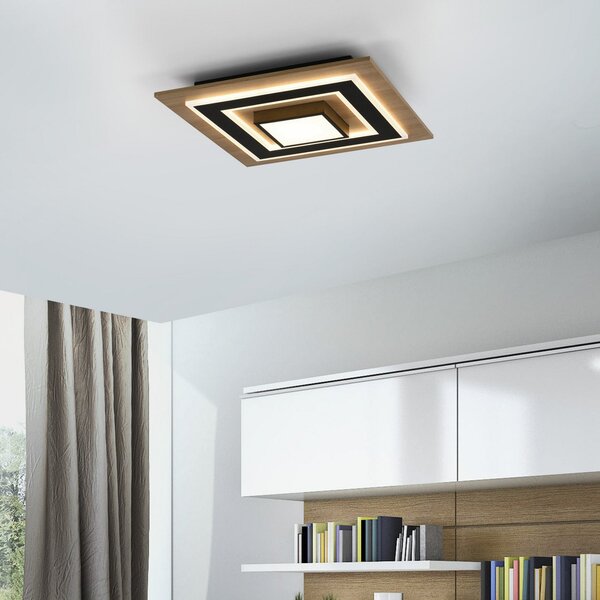 JUST LIGHT. GmbH LED stropna svetilka Tola, kotna, 2-svetlobna, les, 3000 K, Les, Dnevna soba / jedilnica, Les, Sodobni