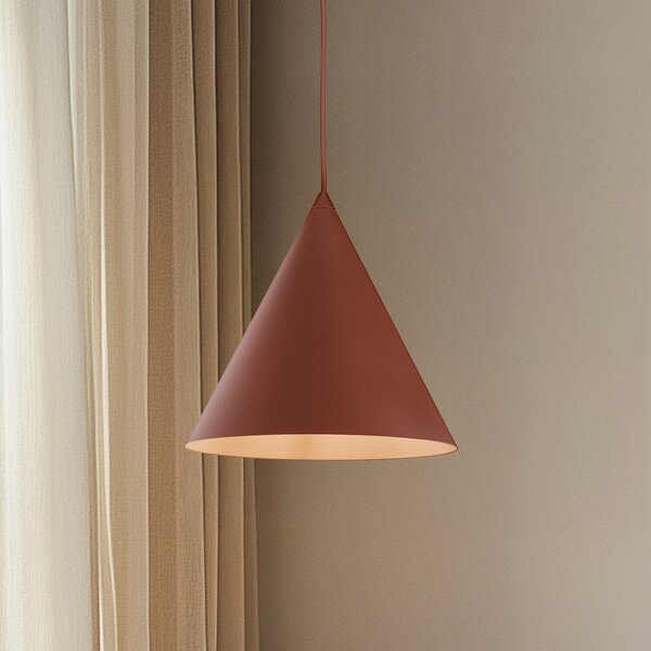 TK Lighting Visoka svetilka Cono, enogorilna, premer 27 cm, opečnato rdeča, zatemnjen, Rdeča, Dnevna soba / jedilnica, Kovina, Sodobni
