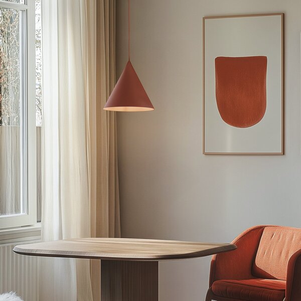 TK Lighting Visoka svetilka Cono, enogorilna, premer 27 cm, opečnato rdeča, zatemnjen, Rdeča, Dnevna soba / jedilnica, Kovina, Sodobni