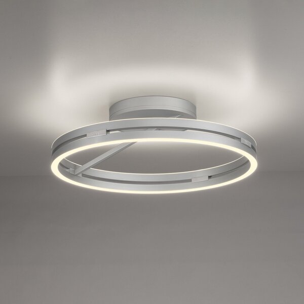 PURE LED stropna svetilka Loop, aluminij, kovina, Ø 60 cm CCT, zatemnjen, Kovinska, Dnevna soba / jedilnica, Aluminij, Sodobni, Okrogli neposredni strop
