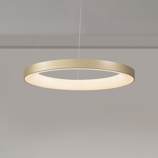 Mantra Iluminación LED viseče svetilo Niseko II, daljinski upravljalnik, Ø 50 cm zlate barve, zatemnjen, Zlata / medeninasta, Dnevna soba / jedilnica, Aluminij, Sodobni