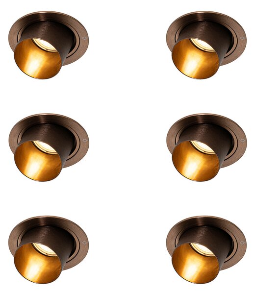 Komplet 6 modernih vgradnih reflektorjev temno bronaste okrogle nagibne - Installa
