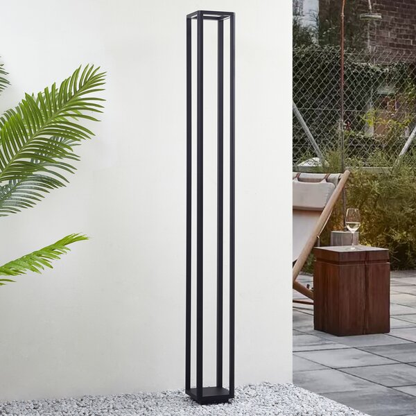 Lucande LED zunanja luč Thorvid, višina 180 cm, črna, Črna, Aluminij, Sodobni