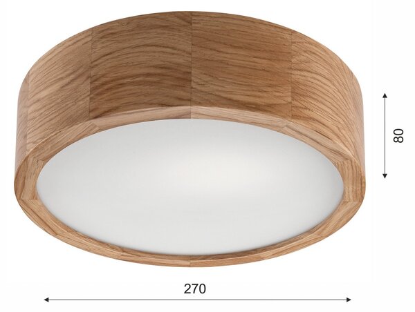 Envostar Caspian stropna svetilka, Ø 27 cm, IP54, hrast, zatemnjen, Les, Kopalnica, Les