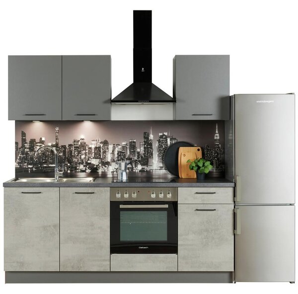 Express-Kuechen Kuhinjski Blok Base/win, 205 Cm Beton Hell/anthrazit