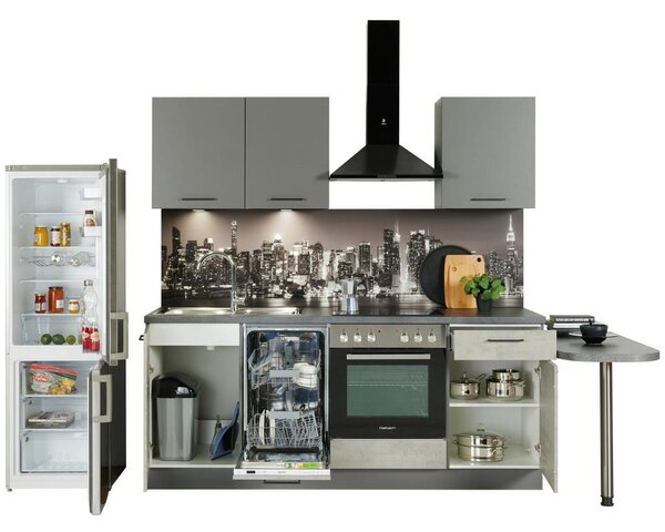 Express-Kuechen Kuhinjski Blok Base/win, 205 Cm Beton Hell/anthrazit