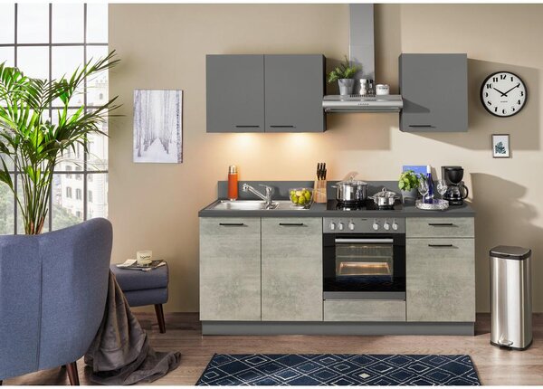 Express-Kuechen Kuhinjski Blok Base/win, 205 Cm Beton Hell/anthrazit