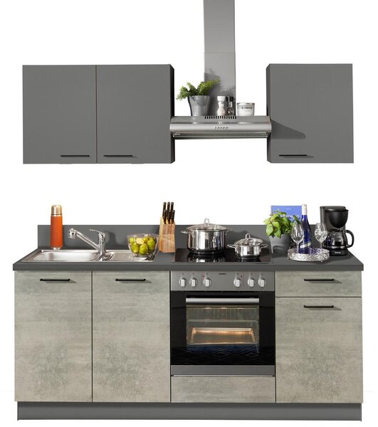 Express-Kuechen Kuhinjski Blok Base/win, 205 Cm Beton Hell/anthrazit