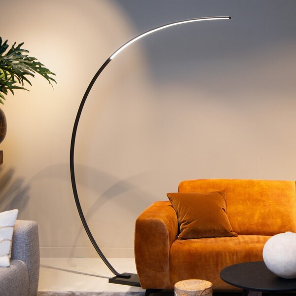 Lucide Luč Curve LED, črna, marmorna, 192 cm, z možnostjo zatemnitve, zatemnjen, Črna, Dnevna soba / jedilnica, Kovina, Sodobni