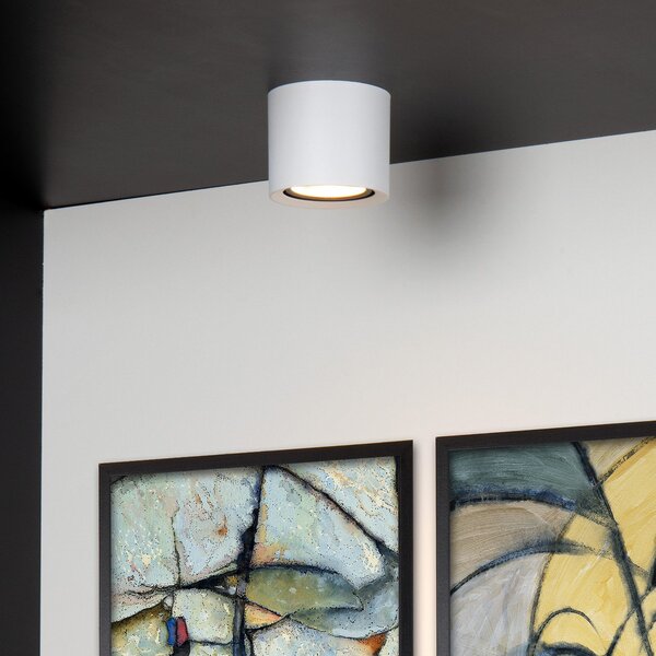 Lucide LED stropni reflektor Fedler, Ø 12 cm, bel, zatemnjen, aluminij, zatemnjen, Bela, Dnevna soba / jedilnica, Aluminij