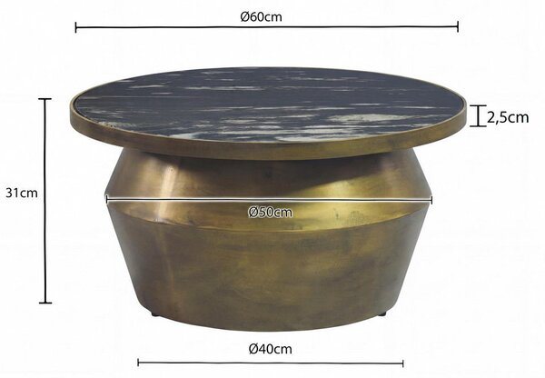 KLUBSKA MIZA, 60/31/60 cm zlate barve