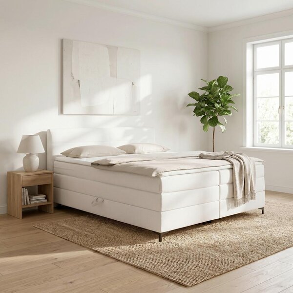 Mömax Boxspring Postelja Bari, Krem, 180x200