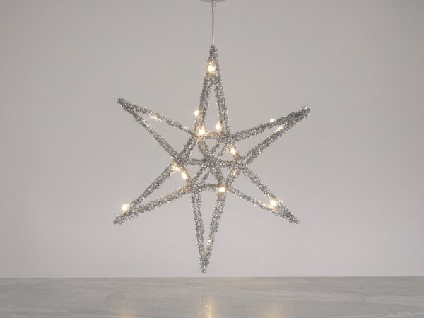 Božična zvezda STARLIGHT z LED osvetlitvijo 30 cm, srebrna