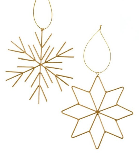 Set 2 božičnih okraskov GOLDEN SNOW kovinski 11,5 cm, zlati