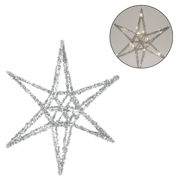 Božična zvezda STARLIGHT z LED osvetlitvijo 30 cm, srebrna