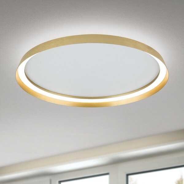 ORION LED stropna svetilka Manta, Ø 60 cm, zlate barve, aluminij, gor/dol, zatemnjen, Zlata / medeninasta, Dnevna soba / jedilnica, Aluminij, Sodobni, Strop z več plameni