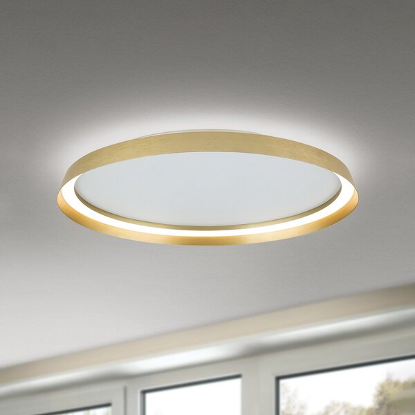 ORION LED stropna svetilka Manta, Ø 60 cm, zlate barve, aluminij, gor/dol, zatemnjen, Zlata / medeninasta, Dnevna soba / jedilnica, Aluminij, Sodobni, Strop z več plameni