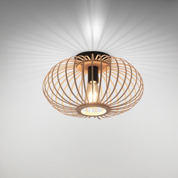 JUST LIGHT. GmbH Stropna svetilka Racoon iz lesa, tanke opore, Ø 40 cm, zatemnjen, Les, Dnevna soba / jedilnica, Les