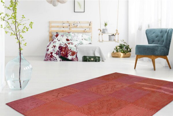 RAVNO TKANA PREPROGA Lyrical 120/170 cm večbarvno, rdeča