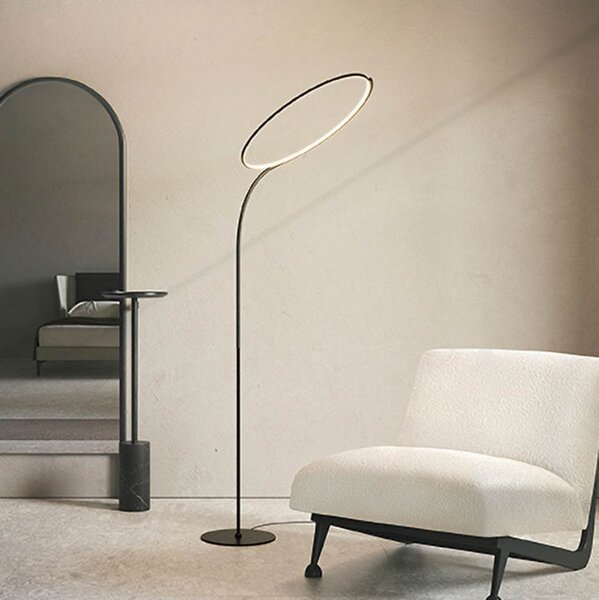 Kdln LED-stojna svetilka Poise, črna, višina 196 cm, dimmer, zatemnjen, Črna, Dnevna soba / jedilnica, Kovina, Dizajn
