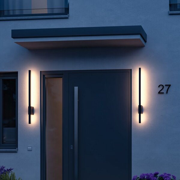 Paulmann Stan LED zunanje stensko svetilo 80 cm, Črna, Kovina, Sodobni