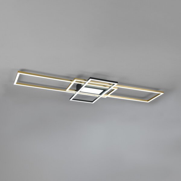 Trio Lighting Stropna svetilka Irvine LED, CCT, z možnostjo zatemnitve, medeninasta, zatemnjen, Zlata / medeninasta, Dnevna soba / jedilnica, Kovina, Sodobni