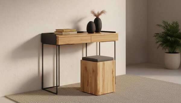 TABURE, les, tekstil antracit, barve hrasta