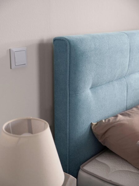 POSTELJA BOXSPRING 200 cm x 220 cm , tekstil pastelno modra